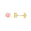 Pendientes con circonita rosa de oro 18k con rosca